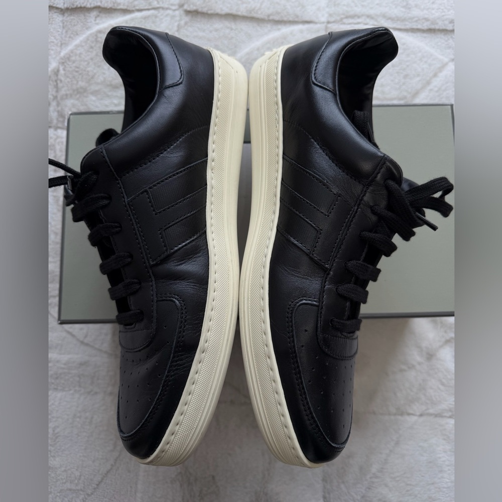 NEW! $1,100 Tom Ford Radcliffe Smooth Leather Low-Top Black Cream Sneakers 9 - Picture 4 of 11